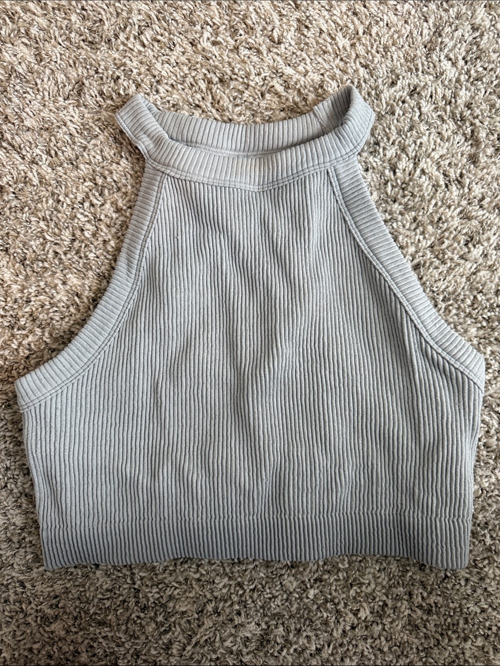 aerie Light Gray Ribbed cropped tank / sports bra bralette